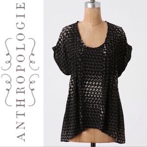 Anthropologie Lil Sudden Downpour Silk Blouse in Noir size 0